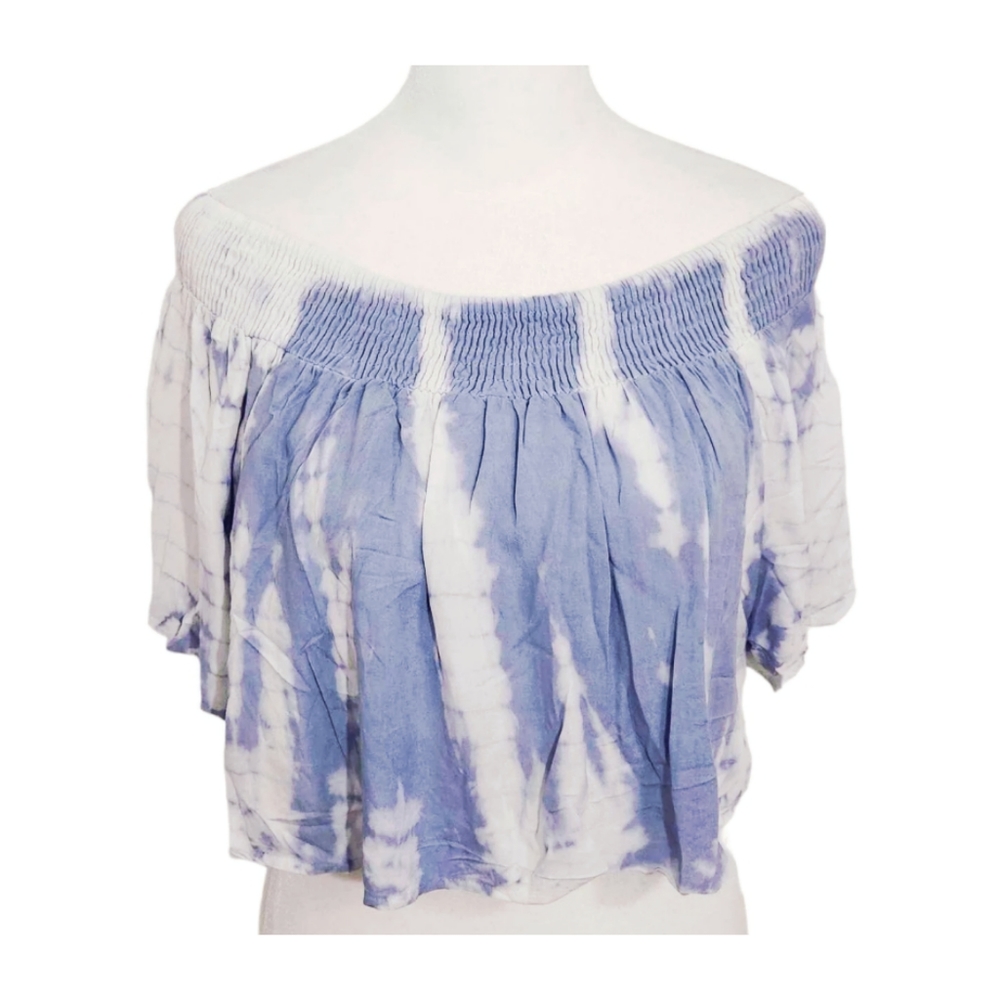 Kiwi + Punch Off‎ Shoulder Crop Top Tie Dye